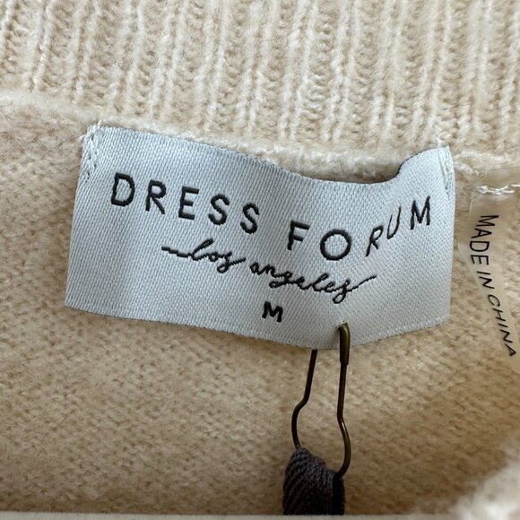 Dress Forum Ruffle Trim Cropped Sweater M Relaxed Fit Beige Tan Pullover NWT - Picture 7 of 12